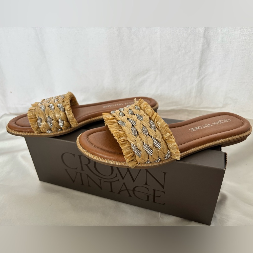 Crown Vintage Aliana Rhinestone Slide Sandals